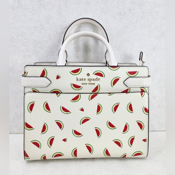 kate spade Handbags - Authentic Kate Spade Medium Staci Satchel Watermelon Design Summer Purse
